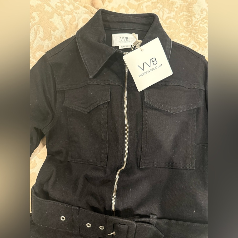 VICTORIA, VICTORIA BECKHAM Jeans- Belted denim jumpsuit. Size US 4.